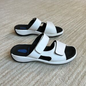 Like New WOLKY Hook & Loop Strap Slide Sandal, White Leather, Size EU 39 | US 8